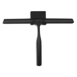 De Zamoro Black van yessential.nl heeft een plat, breed rubberen lemmet en recht handvat, gemaakt van roestvrij staal in de kleur zwart. Afgebeeld tegen een effen witte achtergrond.