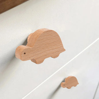 6 Stuks Houten Dinosaurus Ladeknoppen - Decoratieve Kinderlade Trekkers