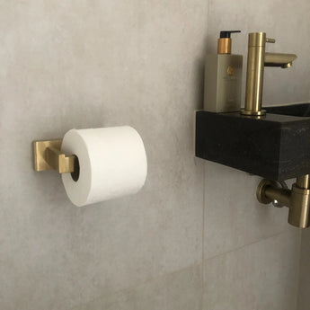 Toiletrolhouder industrieel met een telefoonplankje goud - Toiletpapierhouder - WC rol Toiletrolhouder industrieel met een telefoonplankje goud - Toiletpapierhouder - WC rol